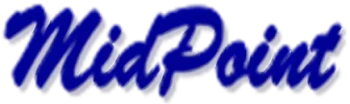 Blue MidPoint text on black background.